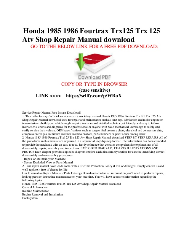 Honda cr80 repair manual free download